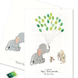 Fingeraftryksplakat elefant foedselsdag groen a3 fp005. 4