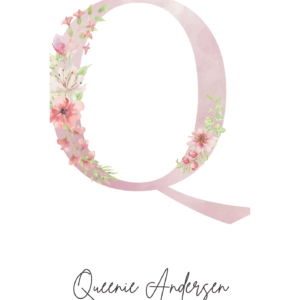 Bogstav plakat q med navn dato blomster