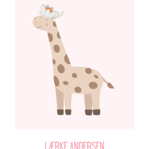 Boerneplakat med navn og tekst cute giraffe pink ma np cs001