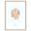 Boerneplakat med navn og tekst cute rabbit blue ma np cs008