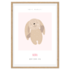Boerneplakat med navn og tekst cute rabbit pink ma np cs007